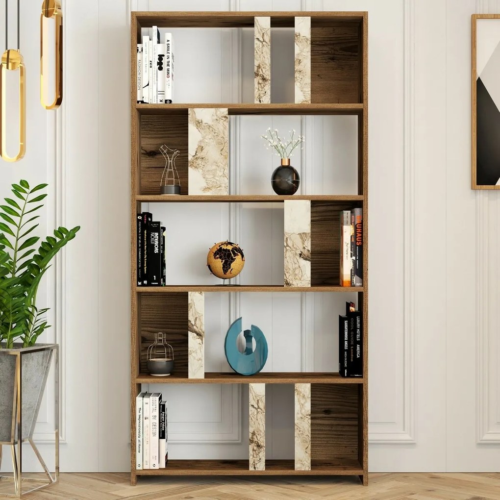 Knižnica Lime White Marble and Walnut