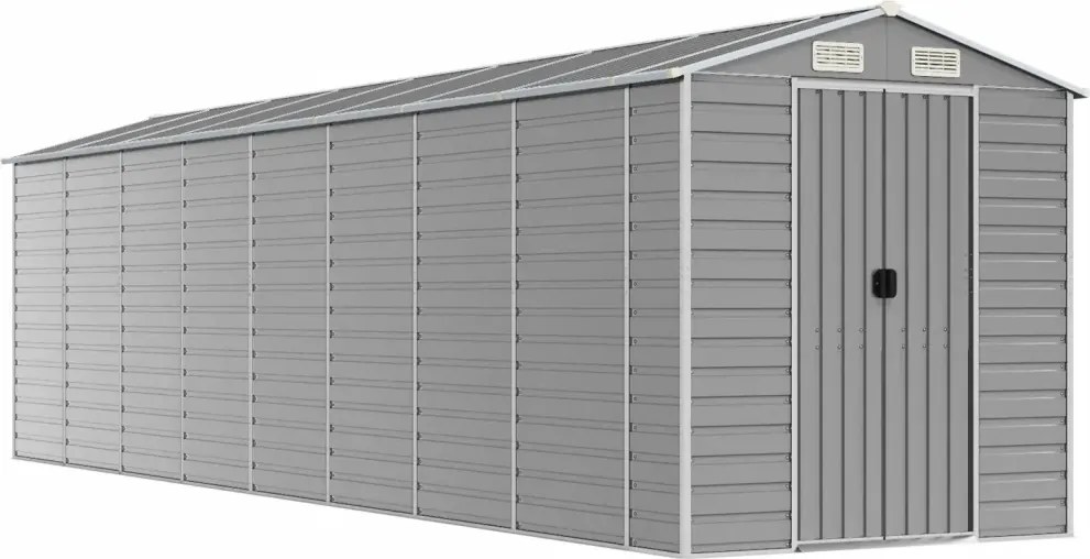 vidaXL Záhradná kôlňa, svetlosivá, 191x725x198 cm, galvanizovaná oceľ