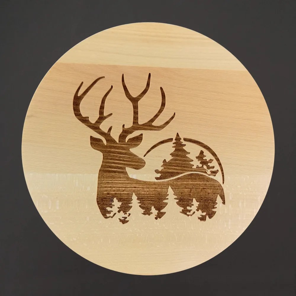 AMADEA Drevená servírovacia doska - podnos jeleň, masívne drevo, 25 cm