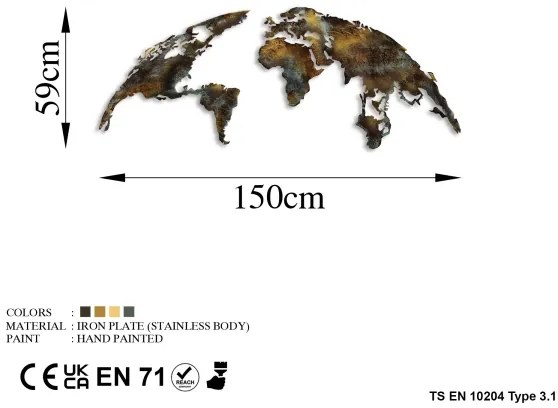 Nástenná dekorácia 2 ks 150x59 cm planéta kov