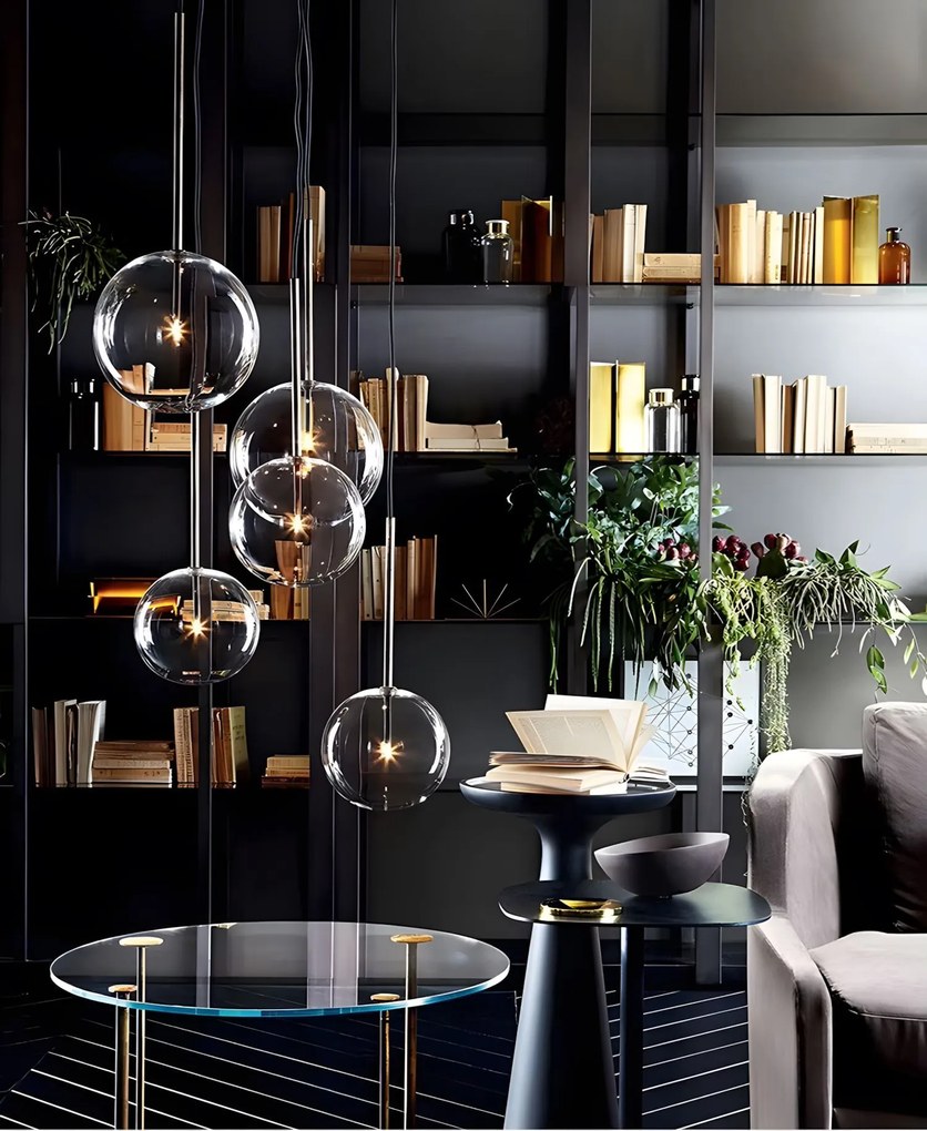 Toolight Toolight, sklenené guľové závesné stropné svietidlo 20cm, APP1684-1CP, chrómová, OSW-04304