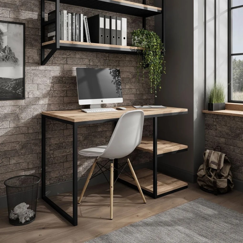 PISACÍ STÔL KARL II ČIERNY / DUB WOTAN 120 cm