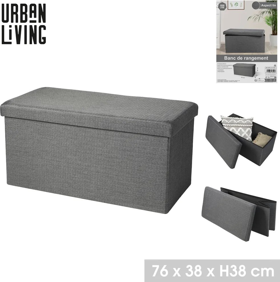 URBAN LIVING FORNORD Čalúnený úložný box / lavica, tmavosivý