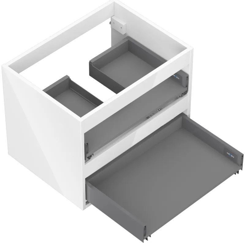 Mexen Box-A, závesná skrinka 60 cm, 2 zásuvky, biela lesklá, 91AX0-0600-470-2-00