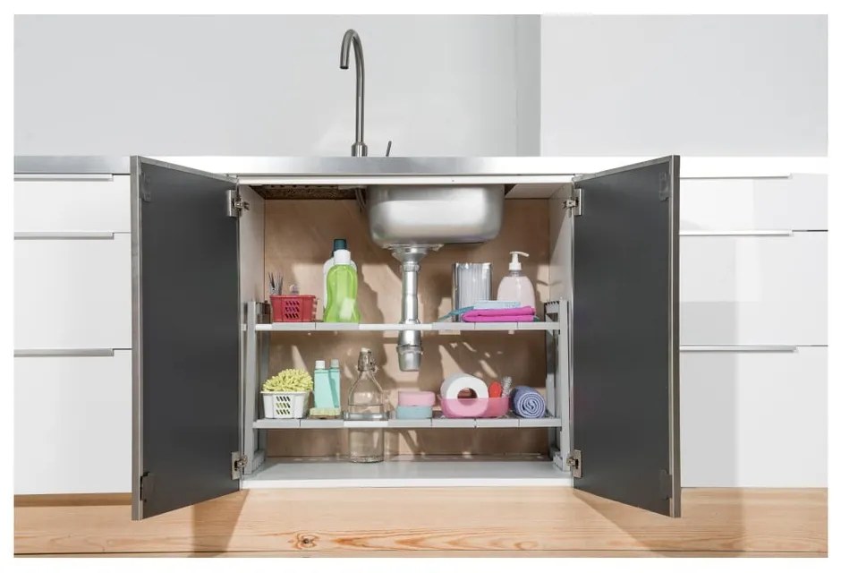 Police do skrinky pod drez s nastaviteľnou šírkou Compactor Expandable Shelf