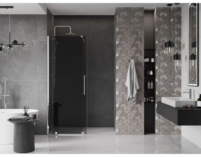 Mexen Velar, posuvné sprchové dvere do otvoru 150 cm, 8mm šedé sklo, chrómová, 871-150-000-41-01