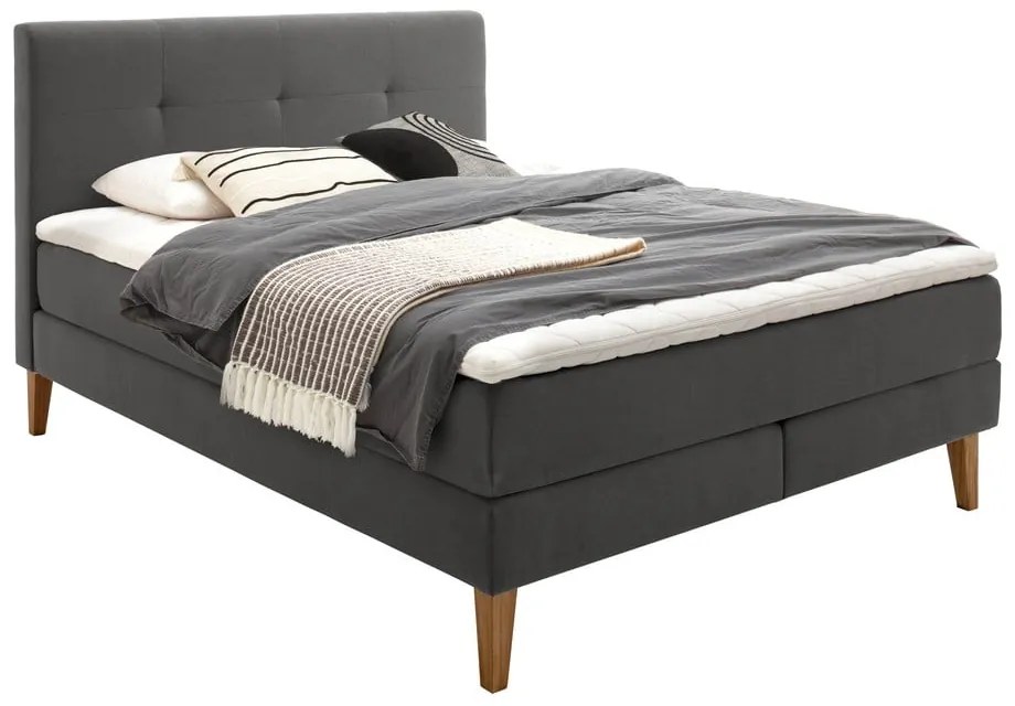Antracitová boxspring posteľ 180x200 cm Stockholm – Meise Möbel