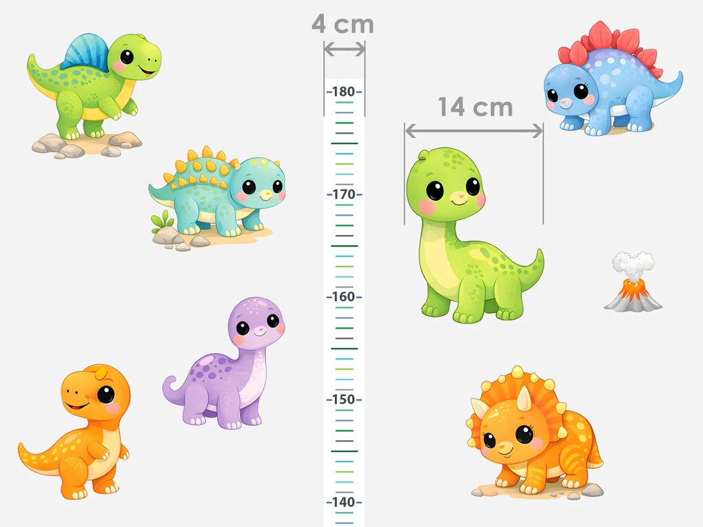 Meter dino dinosaury textilní prelepiteľné nálepky na stenu výška 160 cm