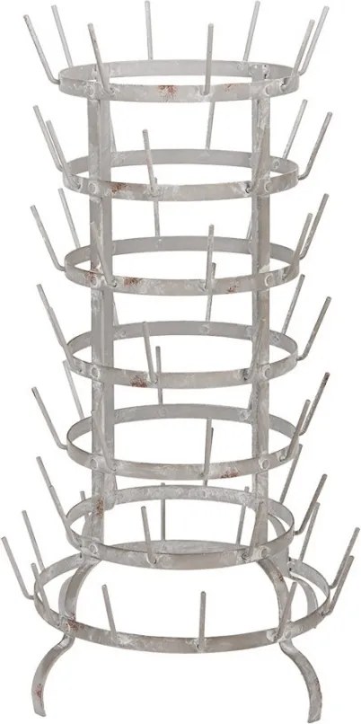 Šedý antik kovový stojan na hrnčeky a fľaše s 60timi držiakmi Julien - Ø 37*66 cm