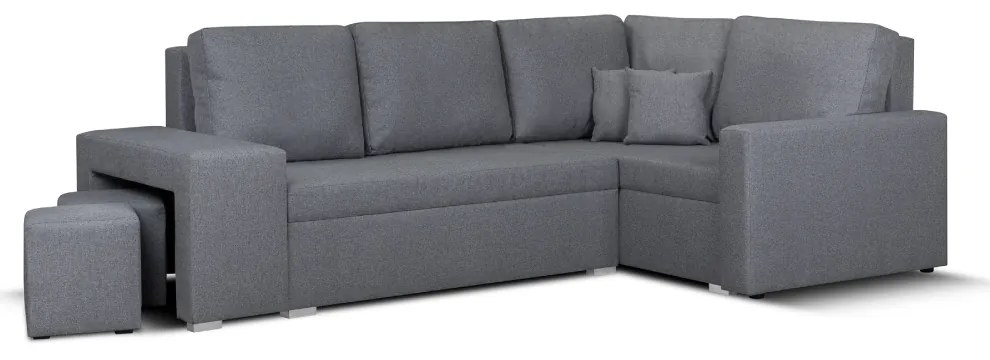 Rozkládací rohová sedací souprava MODO2 + 2 Taburety Šedá