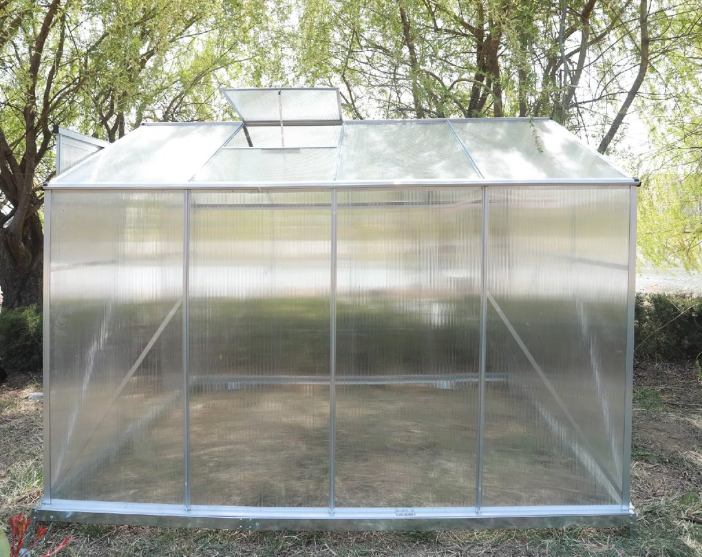 Skleník so základňou BestBerg BBGH‑806S / 4,8 m² / 252 × 190 × 194 cm / strieborná