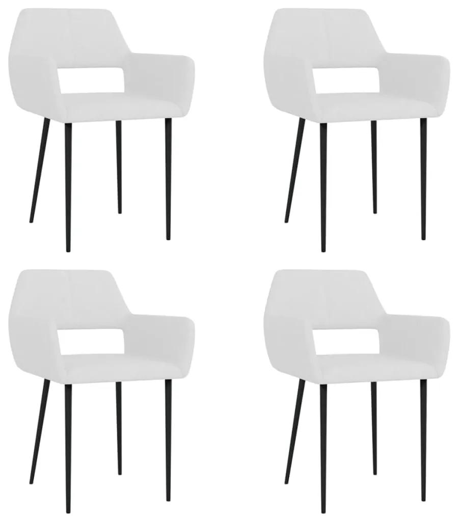 vidaXL Jedálenské stoličky 4 ks, biele, látka