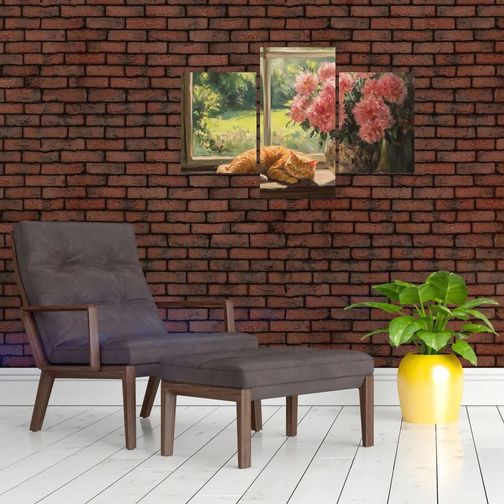 Obraz - Mačka na okne (90x60 cm)