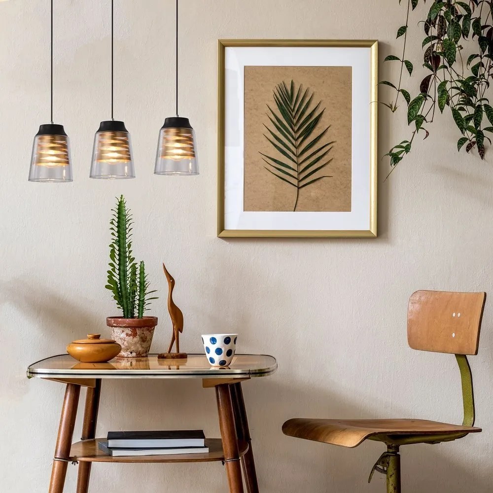 Candellux Čierno-zlatý závesný luster Fresno pre žiarovku 3x E27 33-78094