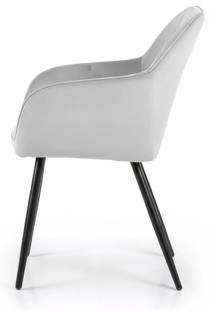 Sada dvoch jedálenských stoličiek DIAMANT zamatové, sivé / čierne nohy (2 ks)