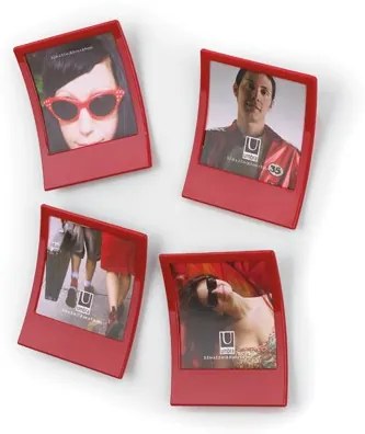 Fotorámiky na stenu SNAP set/9ks červené, Umbra, Plast lisovaný, 9x9cm, Červená