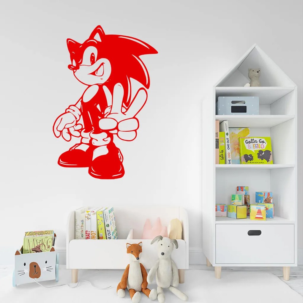 Veselá Stena Samolepka na stenu na stenu Postava Ježko Sonic Farba: černá