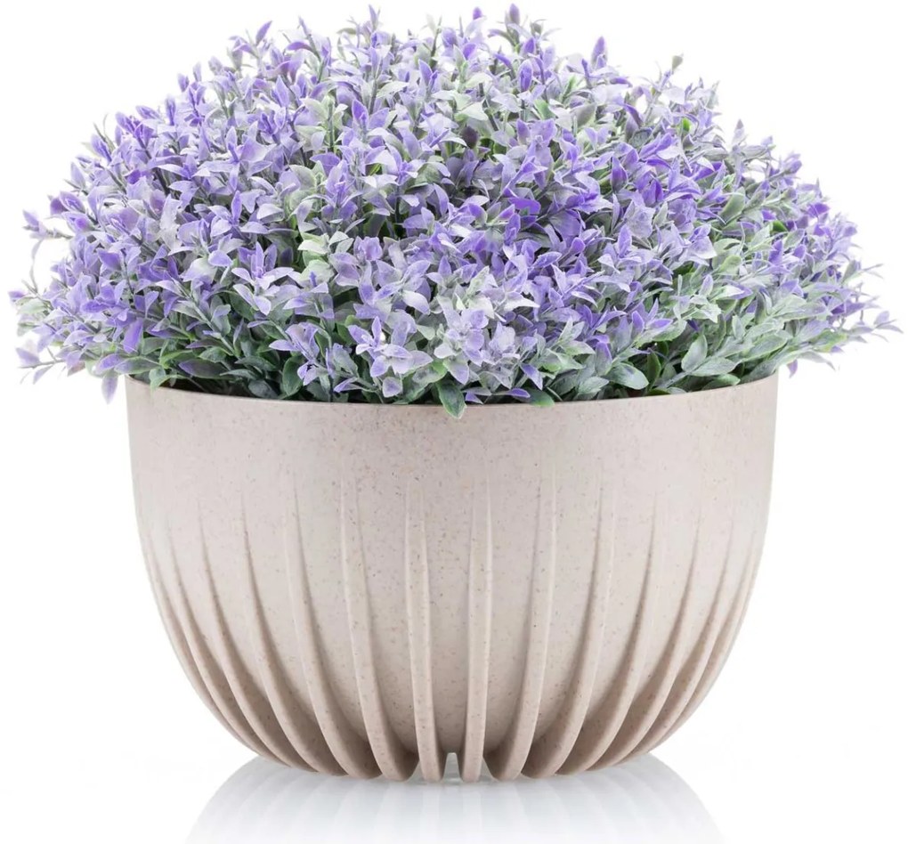 Súprava 2 pruhovaných kvetináčov ECO latte