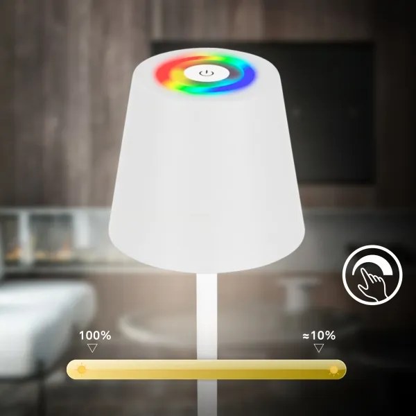 Briloner 1507016 - LED stmievateľná stojacia lampa KIKI 4,3W/5V IP44 2600 mAh biela