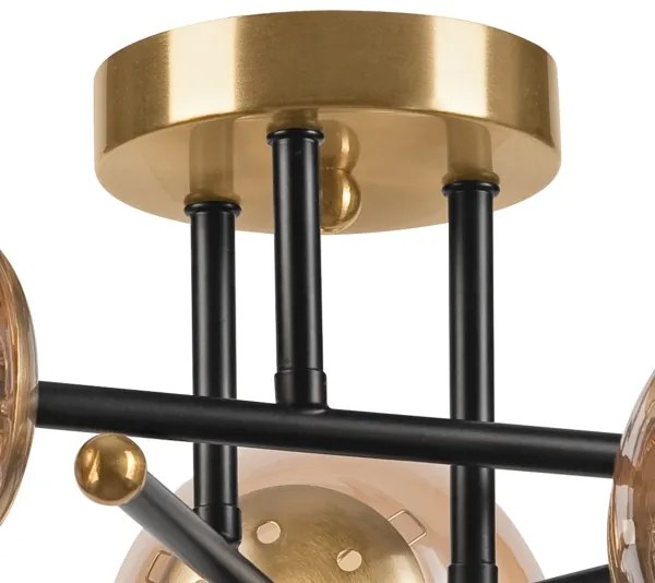 Prisadený luster MALENA 3xE14/5W/230V zlatá/čierna/dymová béžová