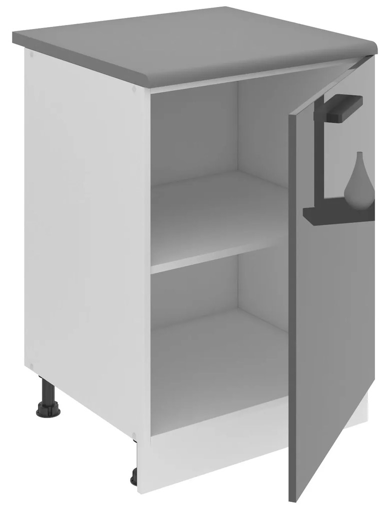 Kuchynská skrinka Belini Premium Full Version spodná 60 cm šedý lesk s pracovnou doskou