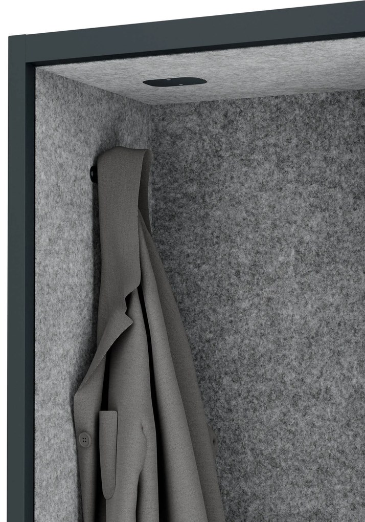 Akustická kabína SALLY MentalBox 1150 mm – čierny korpus, sivé sedadlo