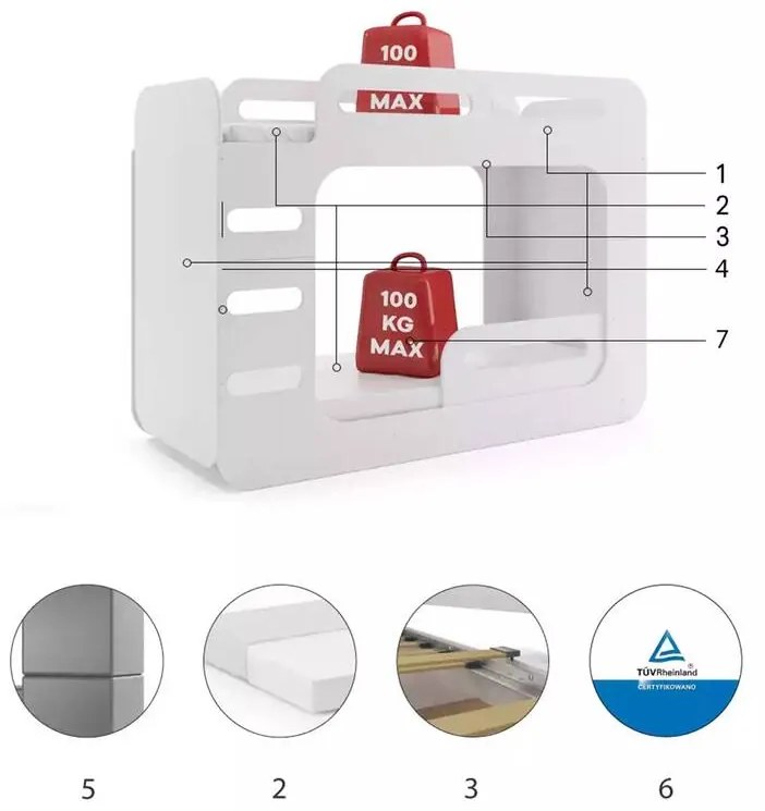 Poschodová posteľ MAX 2 200x80 - biela