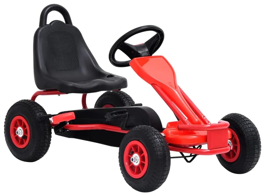 vidaXL Detská šľapacia motokára s pneumatikami, červená