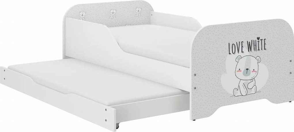 Wooden Toys Detská posteľ MIKI 160x80 BIELY MEDVEDÍK s funkciou spania (1)