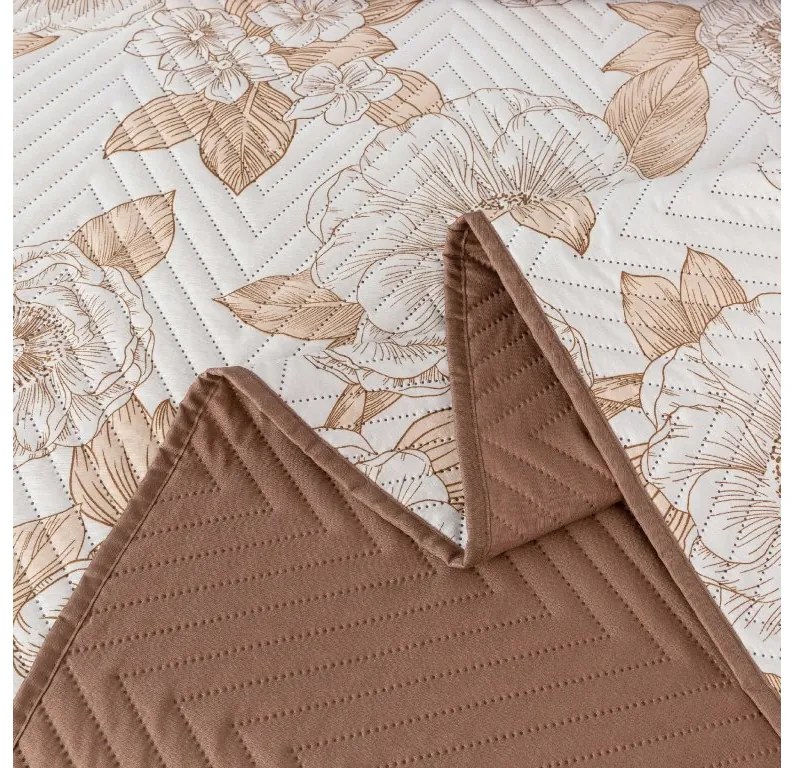 Prehoz na posteľ PETALIS krémový / hnedý Rozmer: 220 x 240 cm