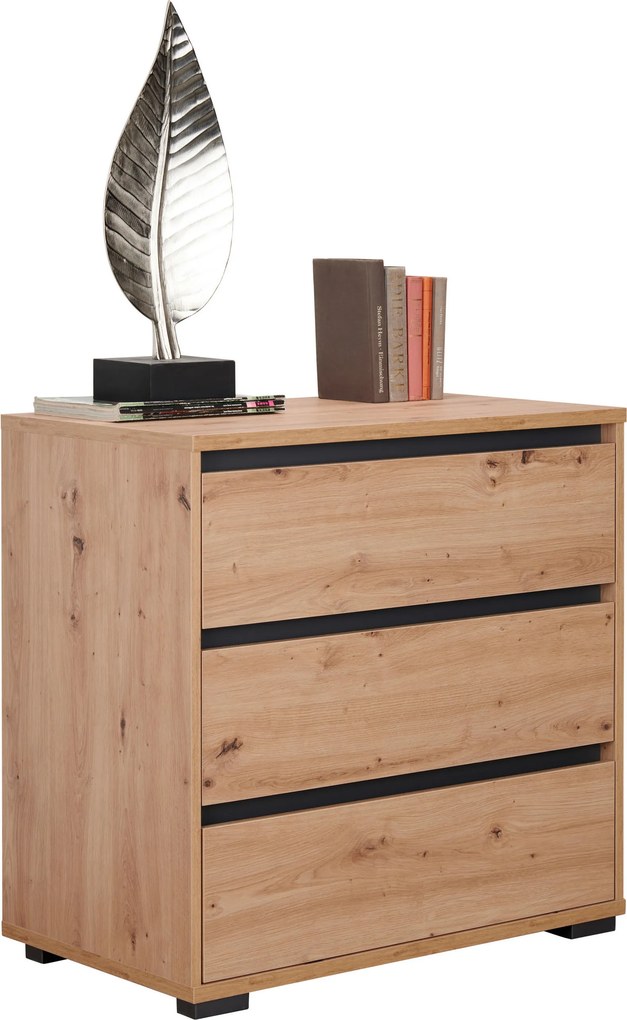 XXXLutz KOMODA, antracitová, farba duba, 80/79/48 cm Carryhome - Komody - 000003003301