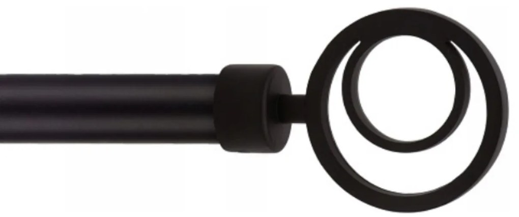Dekorstudio Garniža jednoradová ORBIO čierna matná 19mm Dĺžka: 120cm, Typ uchytenia: Držiak otvorený, Typ príslušenstva: Krúžky tiché so štipcami