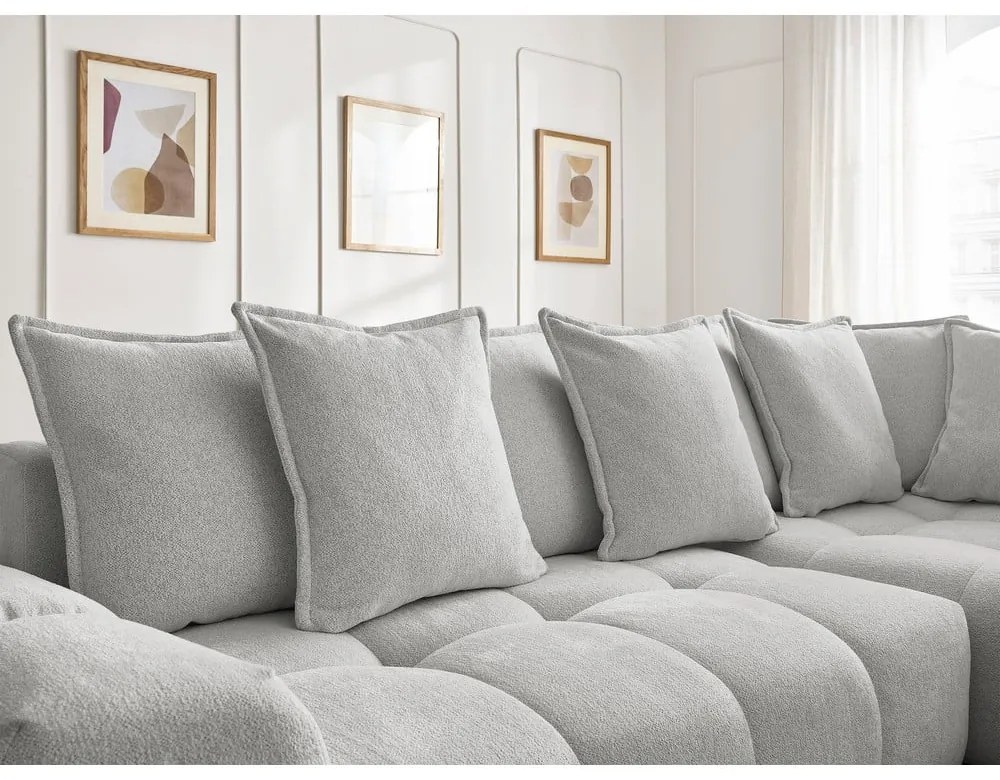 Svetlosivá ženilková rozkladacia/s úložným priestorom rohová pohovka (pravý roh/do L) Everest – Bobochic Paris