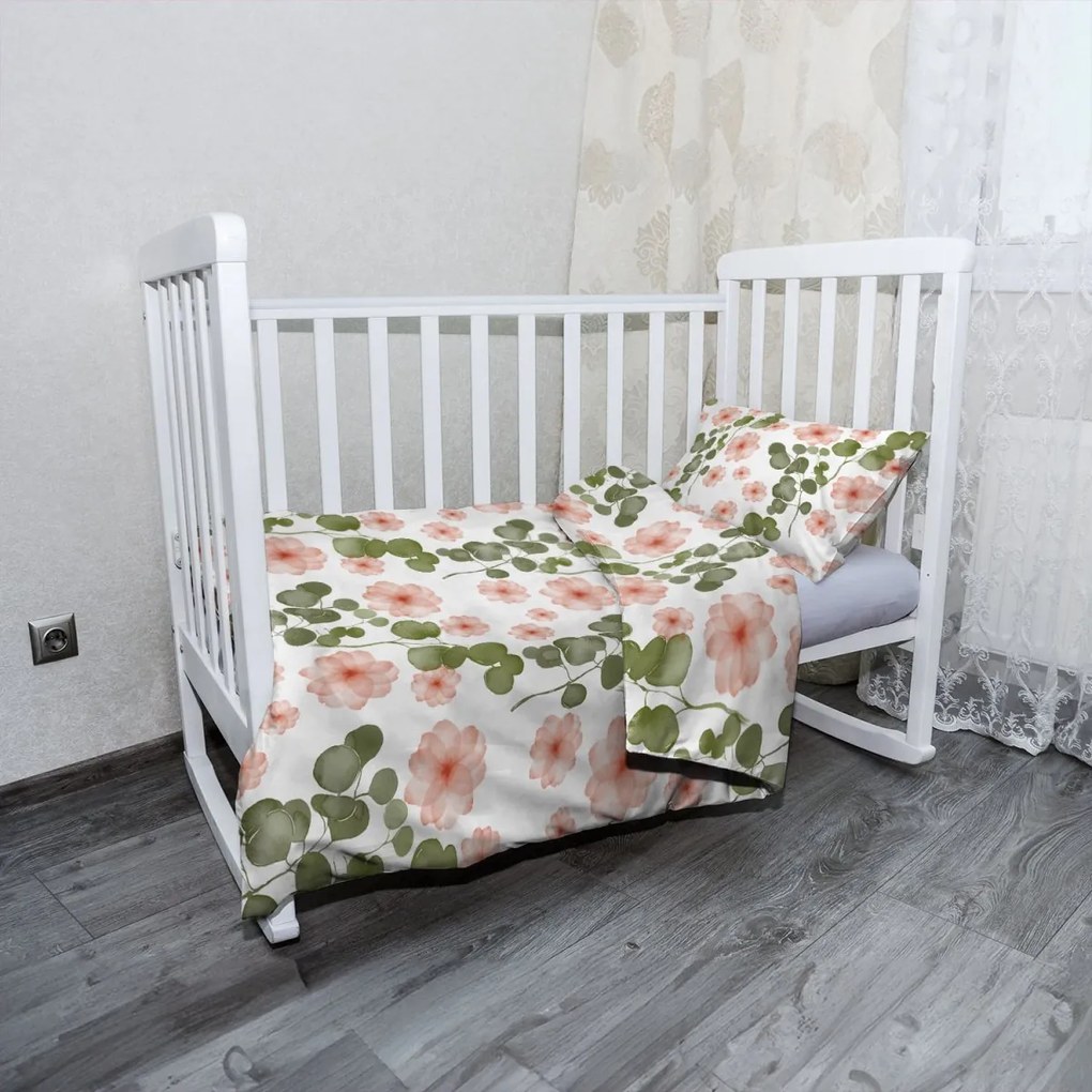 Sablio Mikroplyšové detské obliečky do postieľky Jarné kvety - 100x135 / 40x60