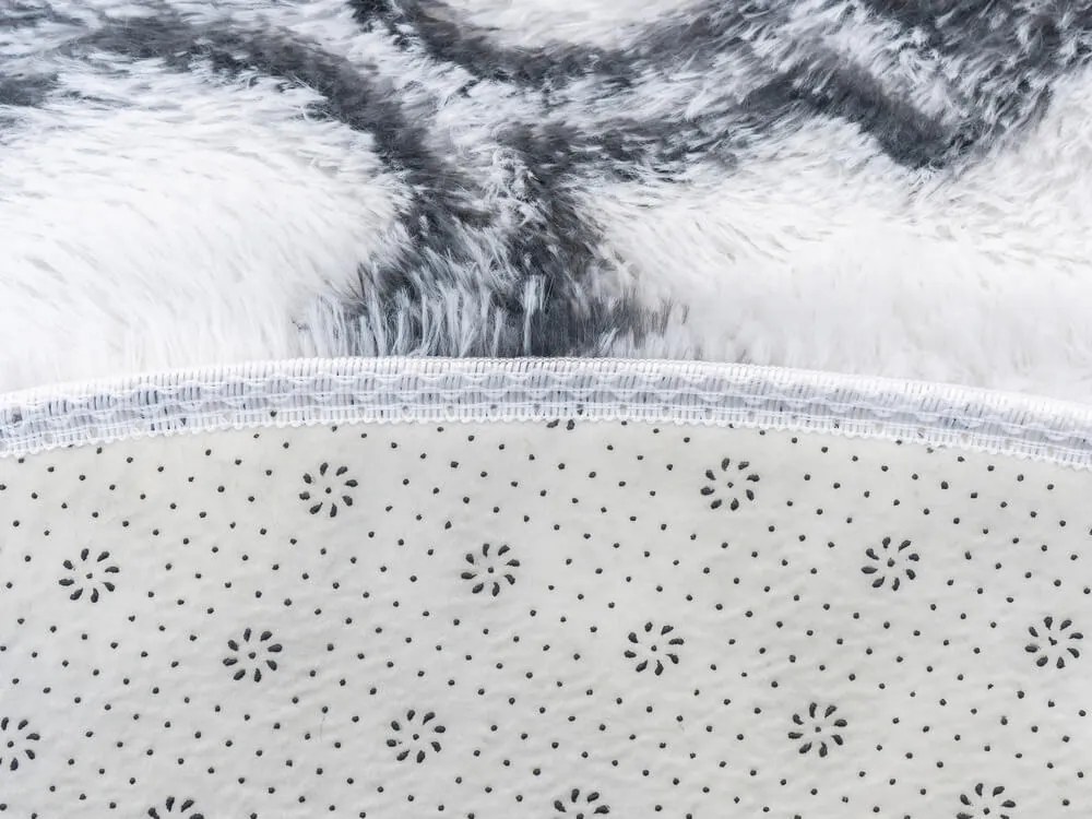 TZ Biely okrúhly vzorovaný koberec shaggy Decor Latern Rozmer: 120 cm