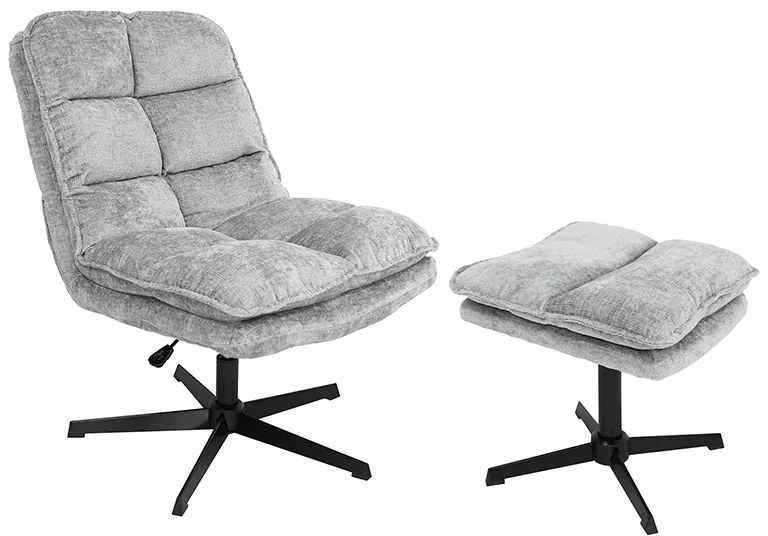 Relaxačné otočné kreslo KATANIA s podnožkou, svetlosivé