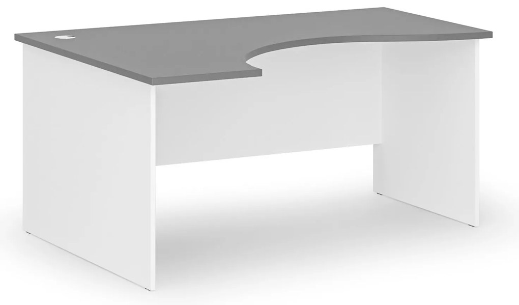 Ergonomický kancelársky písací stôl PRIMO WHITE, 160x120 cm, ľavý, biela/grafit