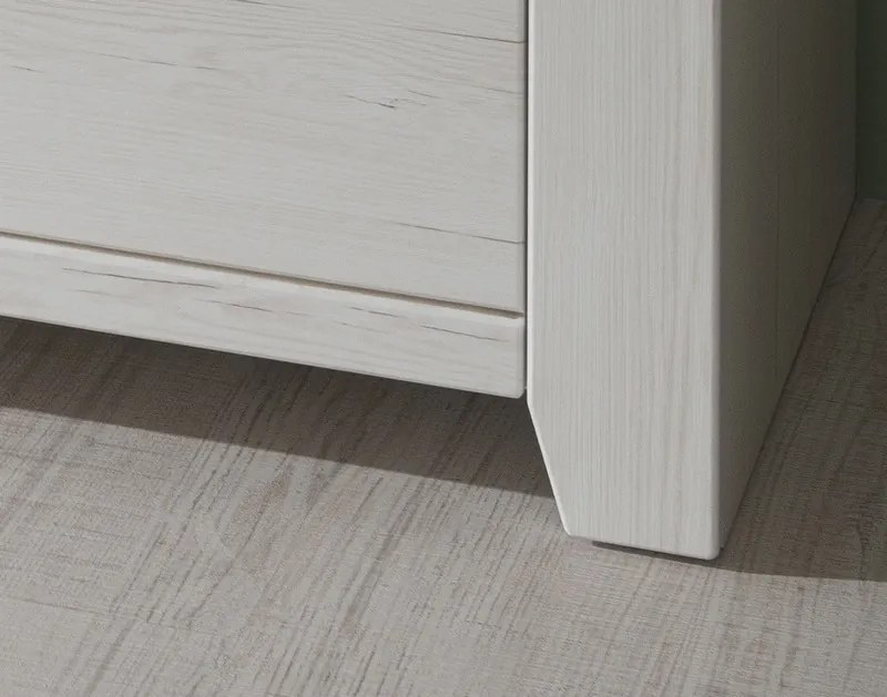 Vysoká vitrína Cruz, bielená pínia/šedý dub