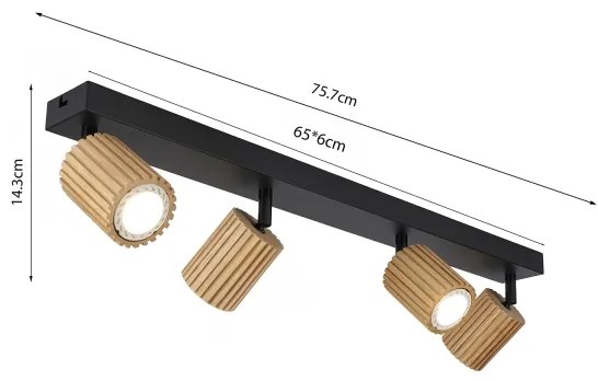 Brilagi - Bodové svietidlo MODERN WOOD 4xGU10/8W/230V drevo/čierna