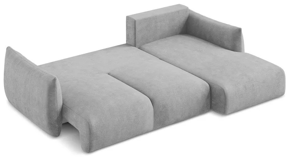 Svetlosivá ženilková rozkladacia rohová pohovka (pravý roh/s leňoškou) Leila – Makamii