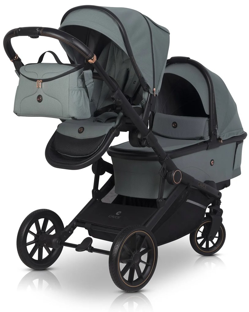 Športový kočík pre dvojčatá CAVOE Avec Boho Green