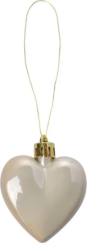 Set 8ks vianočná ozdoba plastové srdce - 5*3*5 cm