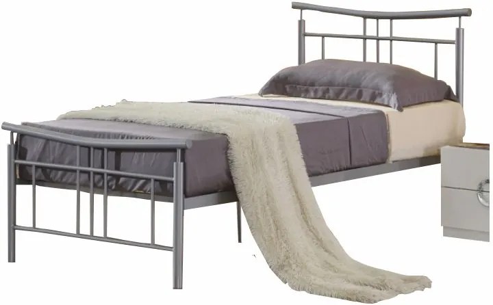 KONDELA Dorado 90 kovová jednolôžková posteľ s roštom matná strieborná