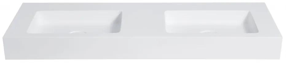 Cerano Geminia, nástenné dvojumývadlo z liateho mramoru 133x45 cm, biela matná, CER-CER-WA08
