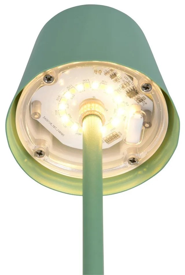 Svetlozelená LED stolová lampa s kovovým tienidlom (výška 21 cm) Diaz – Trio