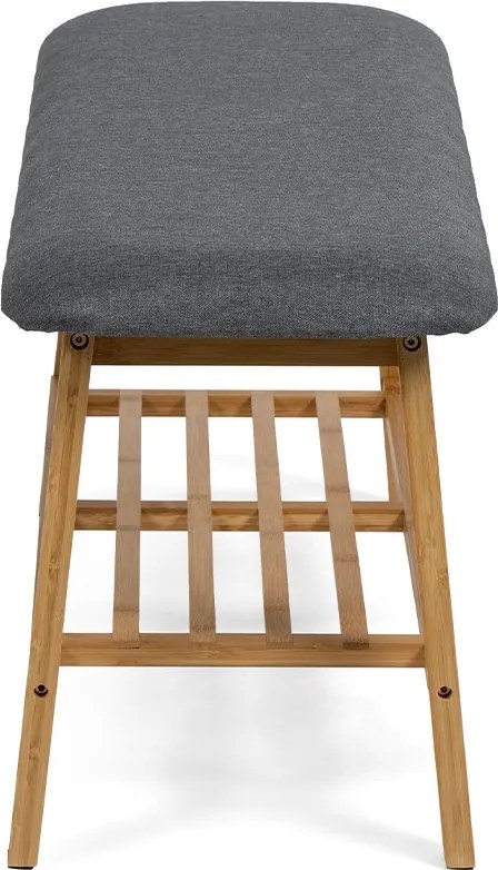 Noela Bambusová lavica s látkovým poťahom BENCA šedá