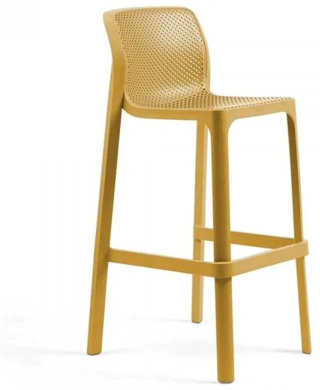 NET STOOL záhradná barová stolička bez podrúčok senape
