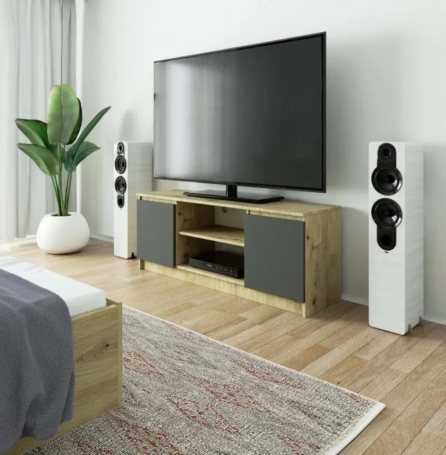 Stolík pod TV RTV 140 2D 1P dub artisan / sivý