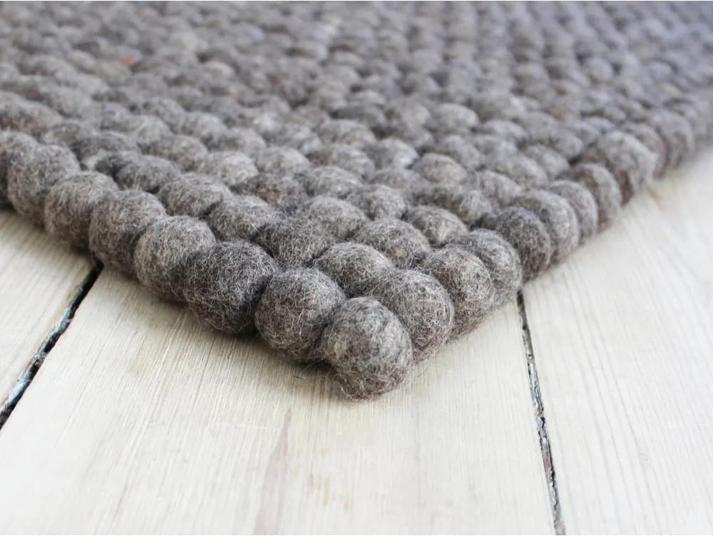Orechovohnedý guľôčkový vlnený koberec Wooldot Ball rugs, 100 x 150 cm