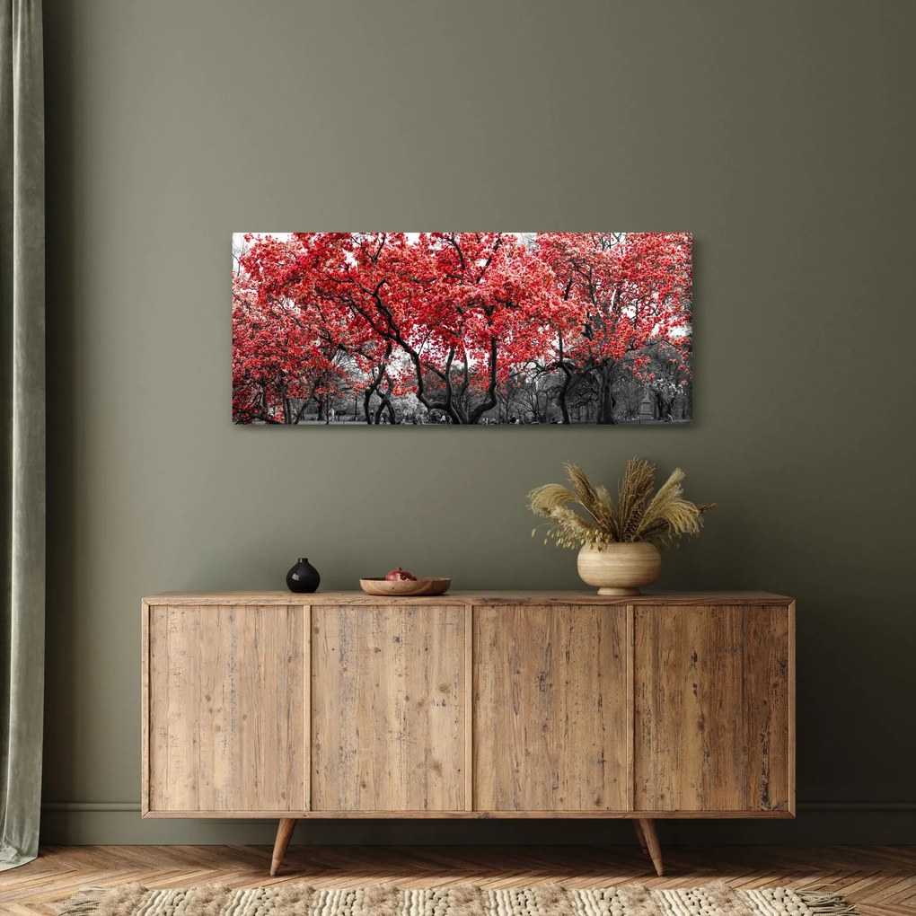 Obraz - Červené stromy, Central Park, New York (120x50 cm)